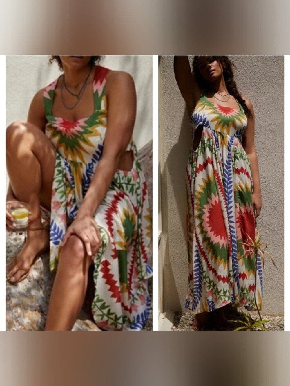 Anthropologie Multicolor Starburst Maxi Tank Dress. Size M - Picture 9 of 10